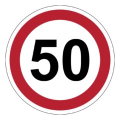 50 km (maximale snelheid) – STICKER 15 cm