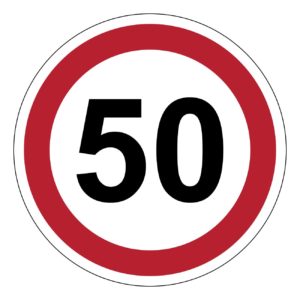 50 km (maximale snelheid) – STICKER 20 cm