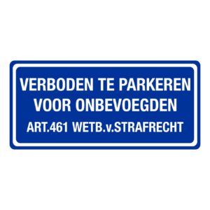 Verboden te parkeren voor onbevoegden – STICKER 40 x 20 cm