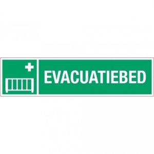 evacuatiebed pictogram met tekst – STICKER 30 x 7,5 cm