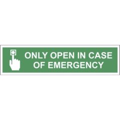only open in case of emergency – UK TEXT – STICKER 20 x 5 cm