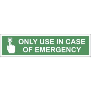 only use in case of emergency – UK TEXT – STICKER 20 x 5 cm